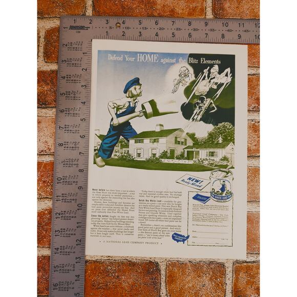 1942 Dutch Boy White Lead Paint Defend your HOME against Blitz Elements Print Ad - Picture 4 of 10